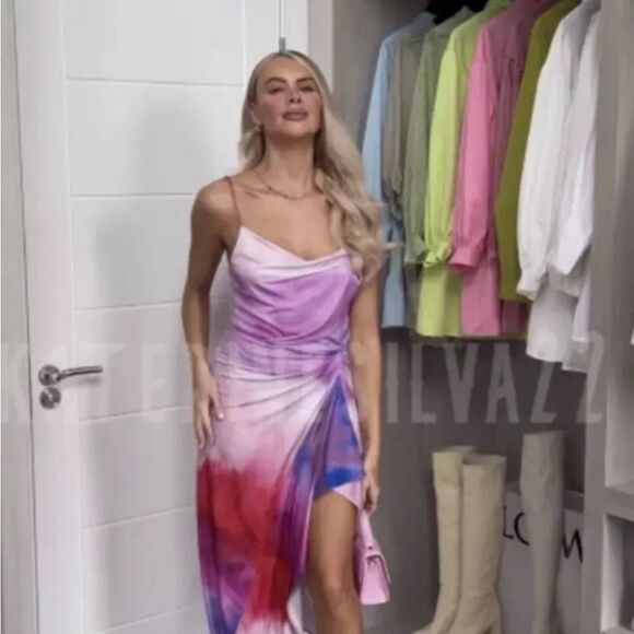 Zara Multi Color thin strap dress Asymmetrical hem line - Picture 2 of 10